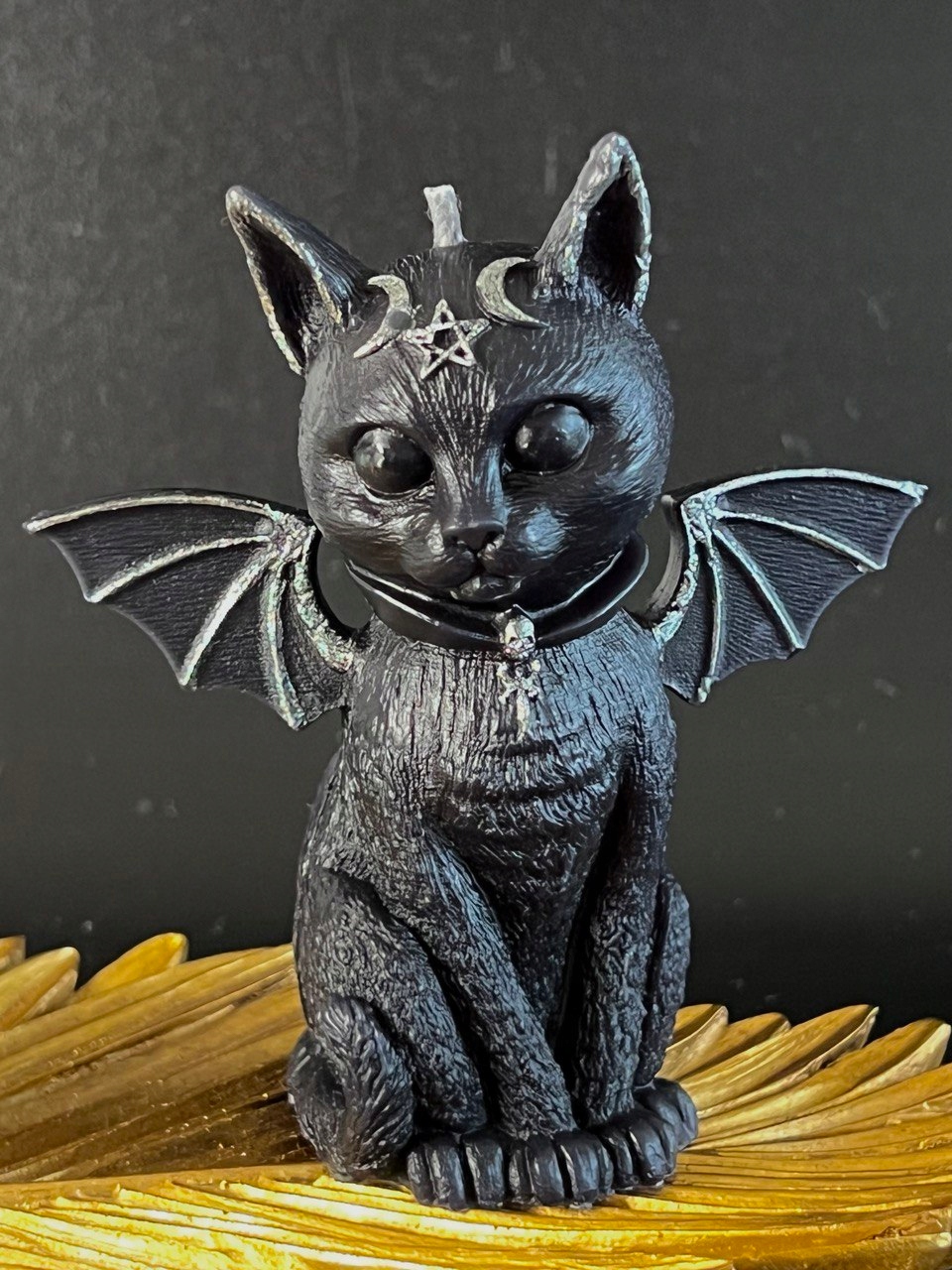 ŚWIECA Z WOSKU PSZCZELEGO KOT WAMPIR NIETOPERZ PENTAGRAM GOTYCKI 1 SZT