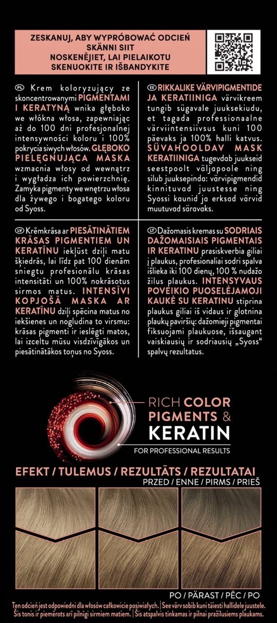 SYOSS PERMANENT COLOR FARBA DO WLOSÓW TRWAŁA NR 7_1 NATURALNY ŚREDNI BLOND