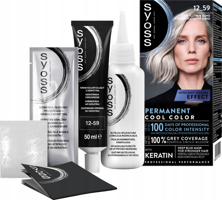 SYOSS PERMANENT COOL COLOR FARBA DO WŁOSÓW NR 12_59 CHŁODNY PLATYNOWY BLOND