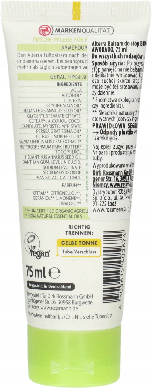 ALTERRA BALSAM DO STÓP BIO OLEJ AWOKADO 75 ML