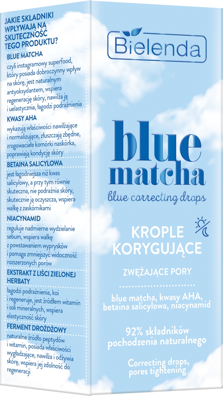BIELENDA BLUE MATCHA KROPLE DO TWARZY KORYGUJĄCE ZWĘŻAJĄCE PORY 30 ML