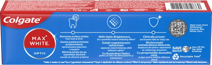 COLGATE MAX WHITE OPTIC PASTA DO ZĘBÓW WYBIELAJĄCA 75 ML