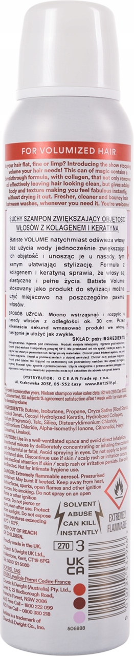BATISTE VOLUME SUCHY SZAMPON DO WŁOSÓW ZWIĘKSZAJĄCY OBJĘTOŚĆ 200 ML
