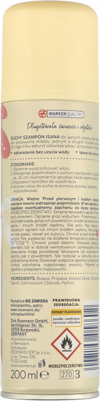 ISANA SUCHY SZAMPON DO WŁOSÓW JASNYCH 200 ML