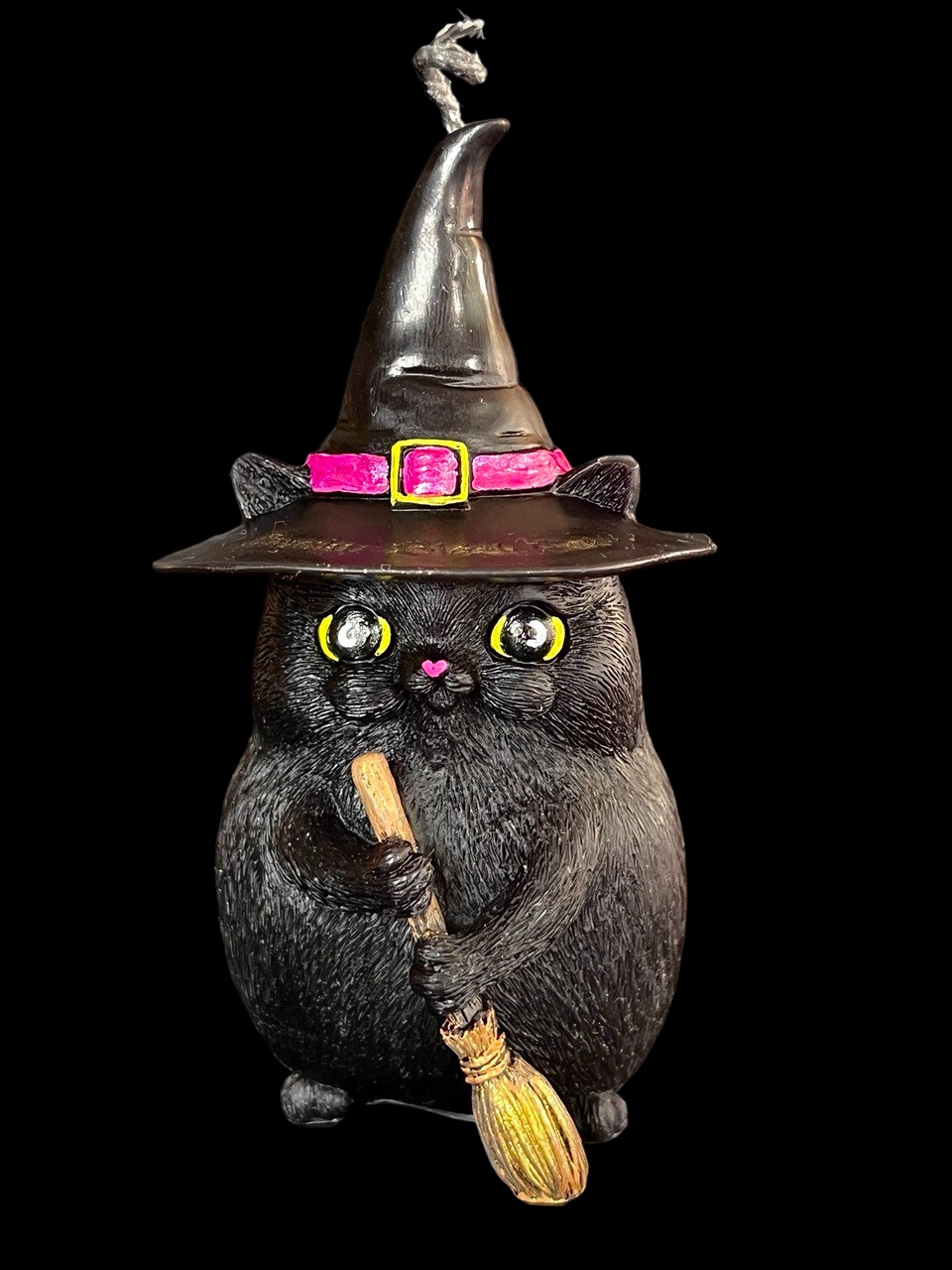 ŚWIECA Z WOSKU PSZCZELEGO KOT Z MIOTŁĄ 1 SZT