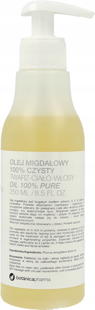 BOTANICAPHARMA OLEJ MIGDAŁOWY DO TWARZY CIAŁA I WŁOSÓW 100 CZYSTY 250 ML