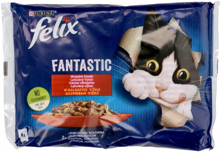 PURINA FELIX FANTASTIC MOKRA KARMA DLA DOROSŁYCH KOTÓW W GALARETCE 4 X 85 G