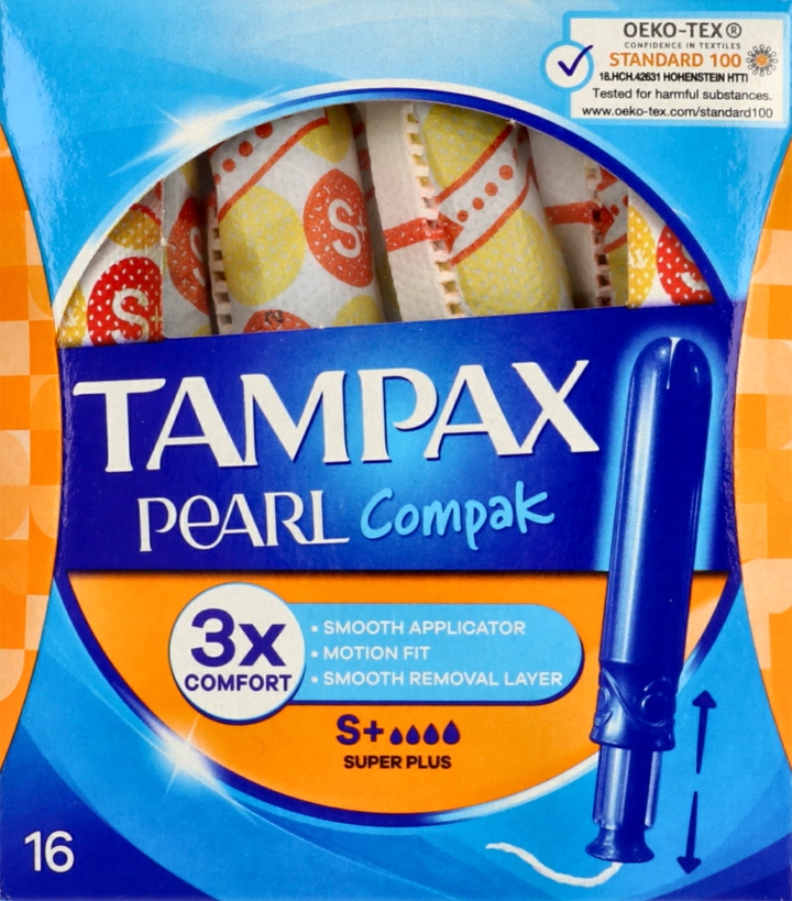 TAMPAX PEARL COMPAK TAMPONY Z APLIKATOREM SUPER PLUS 16 SZT