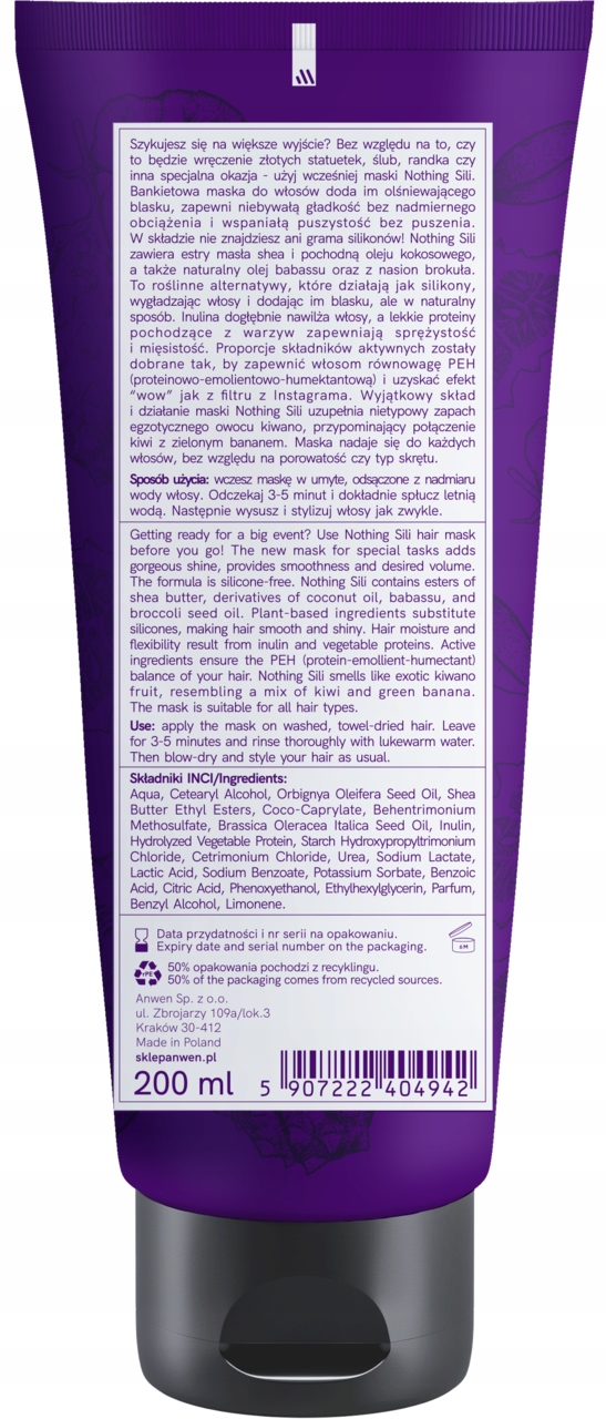 ANWEN NOTHING SILI MASKA DO WŁOSÓW WYGŁADZAJĄCA 200 ML