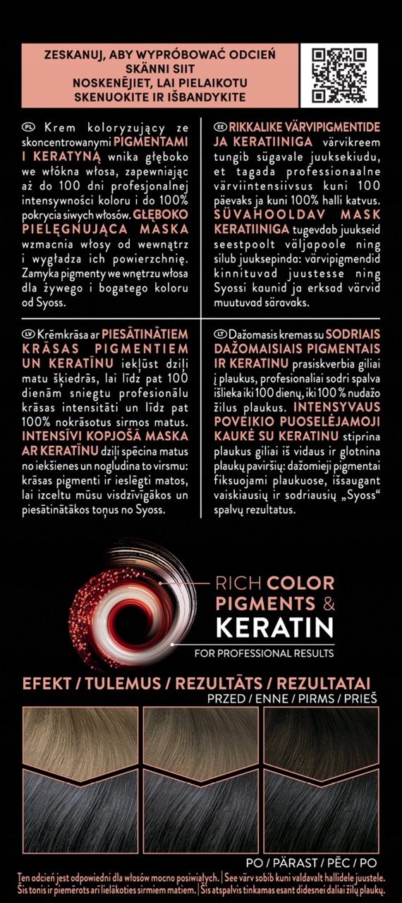 SYOSS PERMANENT COLOR FARBA DO WŁOSÓW NR 4_15 PRZYDYMIONY CHROM 1 SZT