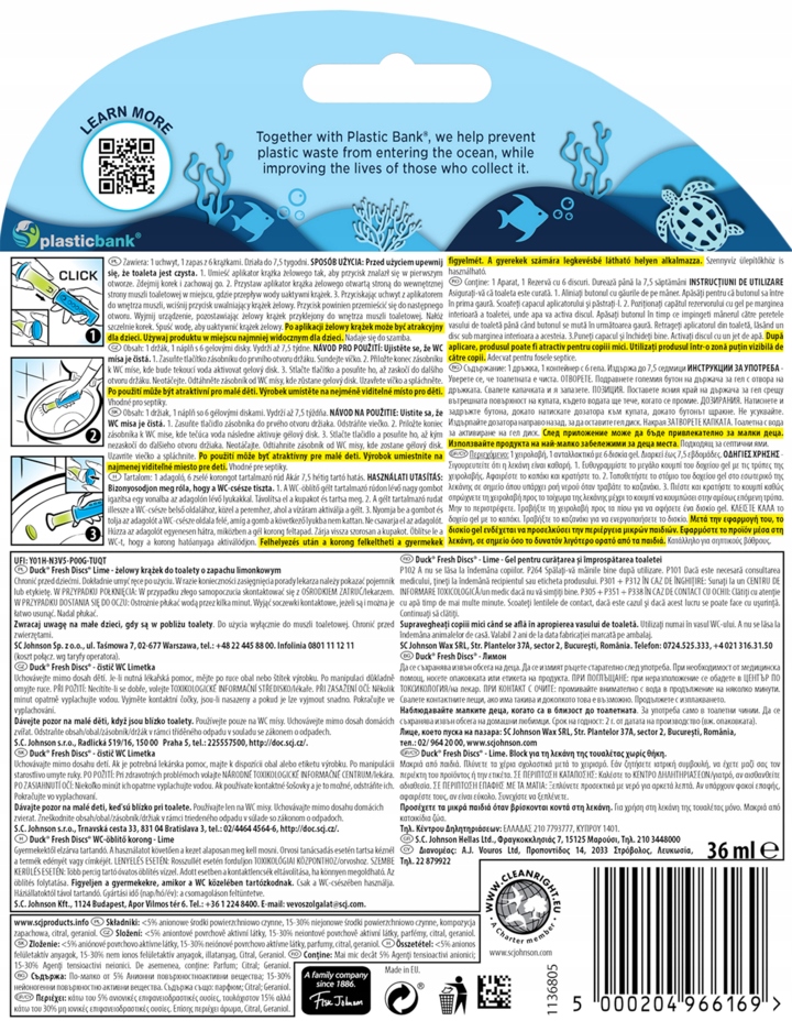 DUCK FRESH DISCS KRĄŻEK DO WC ŻELOWY LIMONKA 36 ML