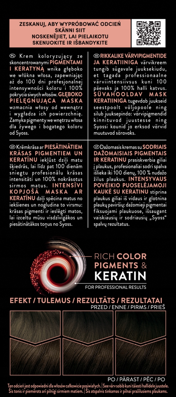 SYOSS PERMANENT COLOR FARBA DO WŁOSÓW TRWAŁA NR 4_1 ŚREDNI BRĄZ 1 SZT