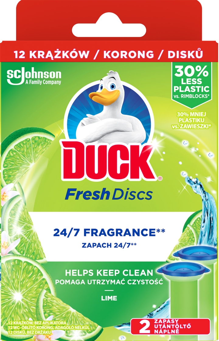DUCK FRESH DISCS KRĄŻEK DO WC LIMONKA 2 X 36 ML