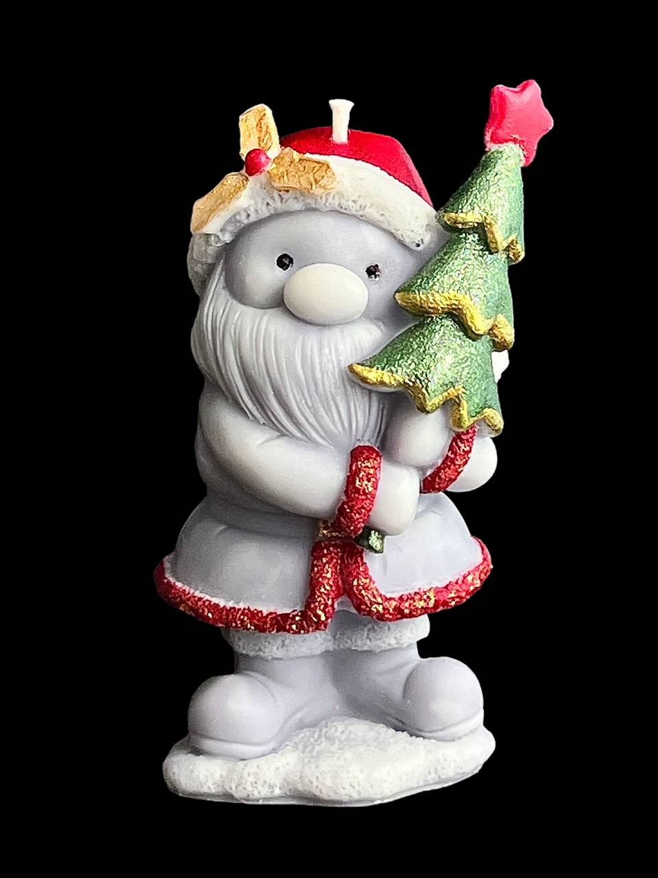 ŚWIECA Z WOSKU PSZCZELEGO ŚWIĘTY MIKOŁAJ Z CHOINKĄ 1 SZT