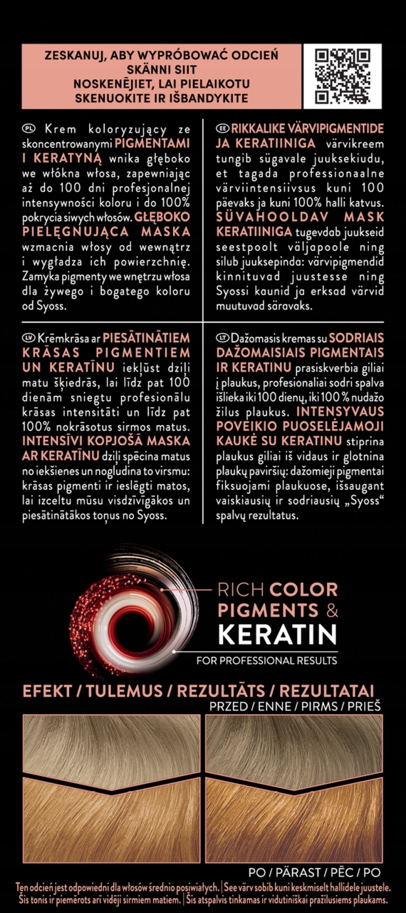 SYOSS PERMANENT COLOR FARBA DO WŁOSÓW TRWAŁA NR 8_7 MIODOWY BLOND 1 SZT