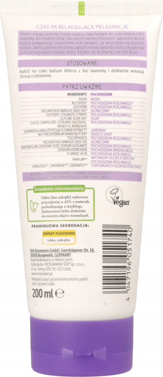 ALTERRA BALSAM DO CIAŁA LAWENDA 200 ML