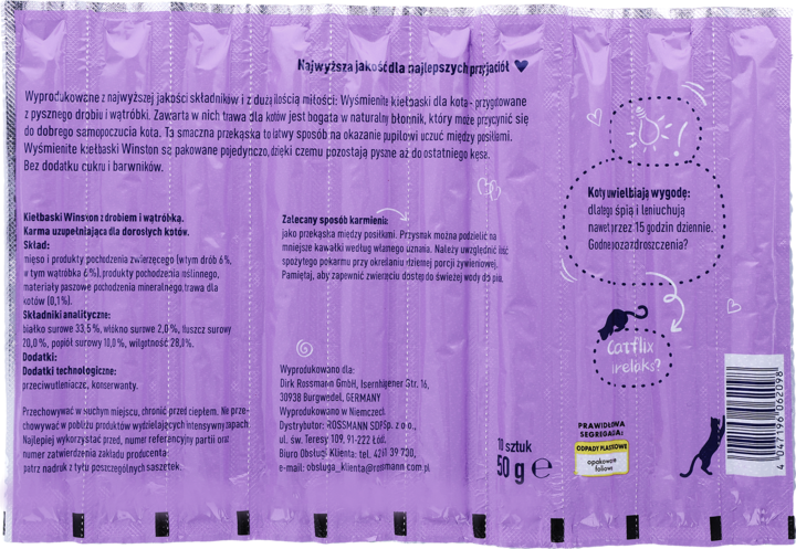 WINSTON KARMA DLA KOTÓW Z DROBIEM I WĄTRÓBKĄ 10SZT