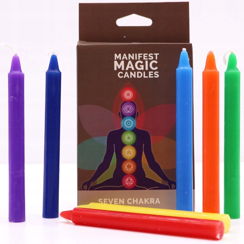 ZESTAW 7 MAGICZNYCH ŚWIEC RYTUALNYCH MANIFEST MAGIC CANDLES SIEDEM CZAKR