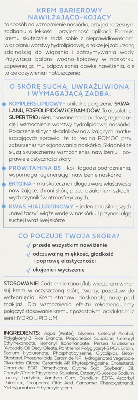 BIELENDA HYDRO LIPIDIUM KREM DO TWARZY BARIEROWY NAWILŻAJĄCO-KOJĄCY 50 ML