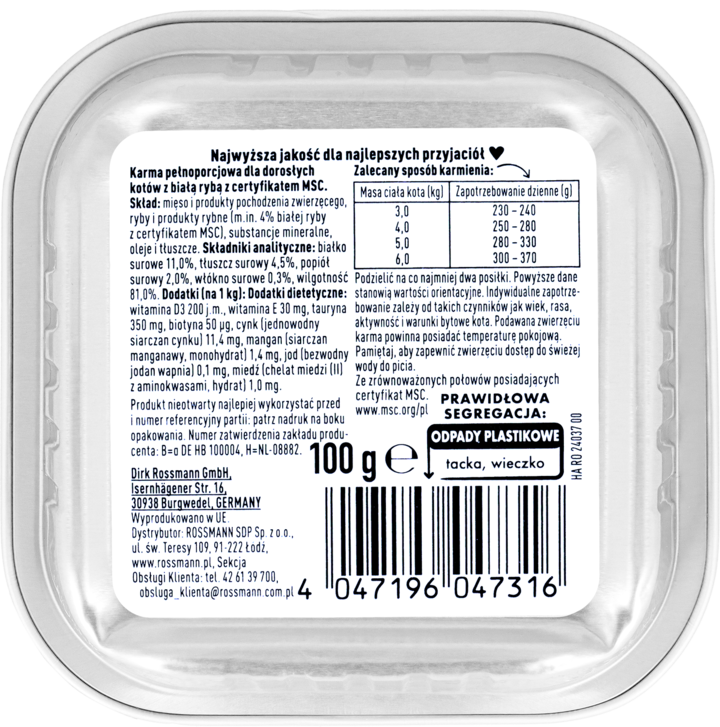 WINSTON MOKRA KARMA DLA KOTÓW Z BIAŁĄ RYBĄ 100 G