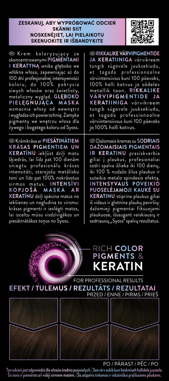 SYOSS PERMANENT COLOR METALLIC COLLECTIONFARBA DO WŁOSÓW 3_89 KAWOWY BRĄZ