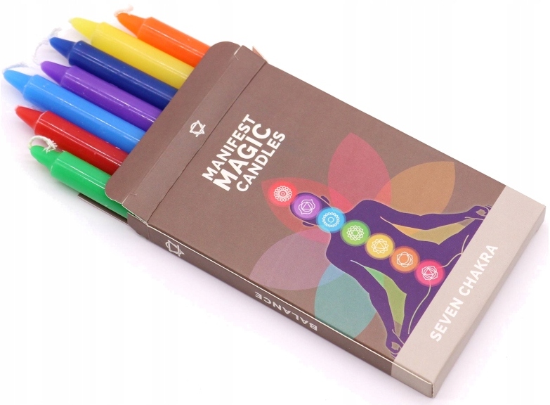 ZESTAW 7 MAGICZNYCH ŚWIEC RYTUALNYCH MANIFEST MAGIC CANDLES SIEDEM CZAKR