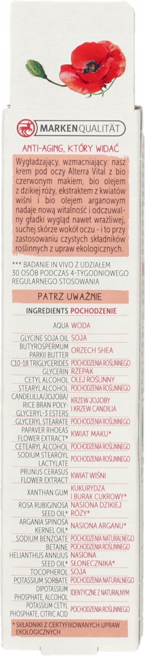 ALTERRA VITAL KREM POD OCZY WYGŁADZAJĄCY WZMACNIAJĄCY 15 ML