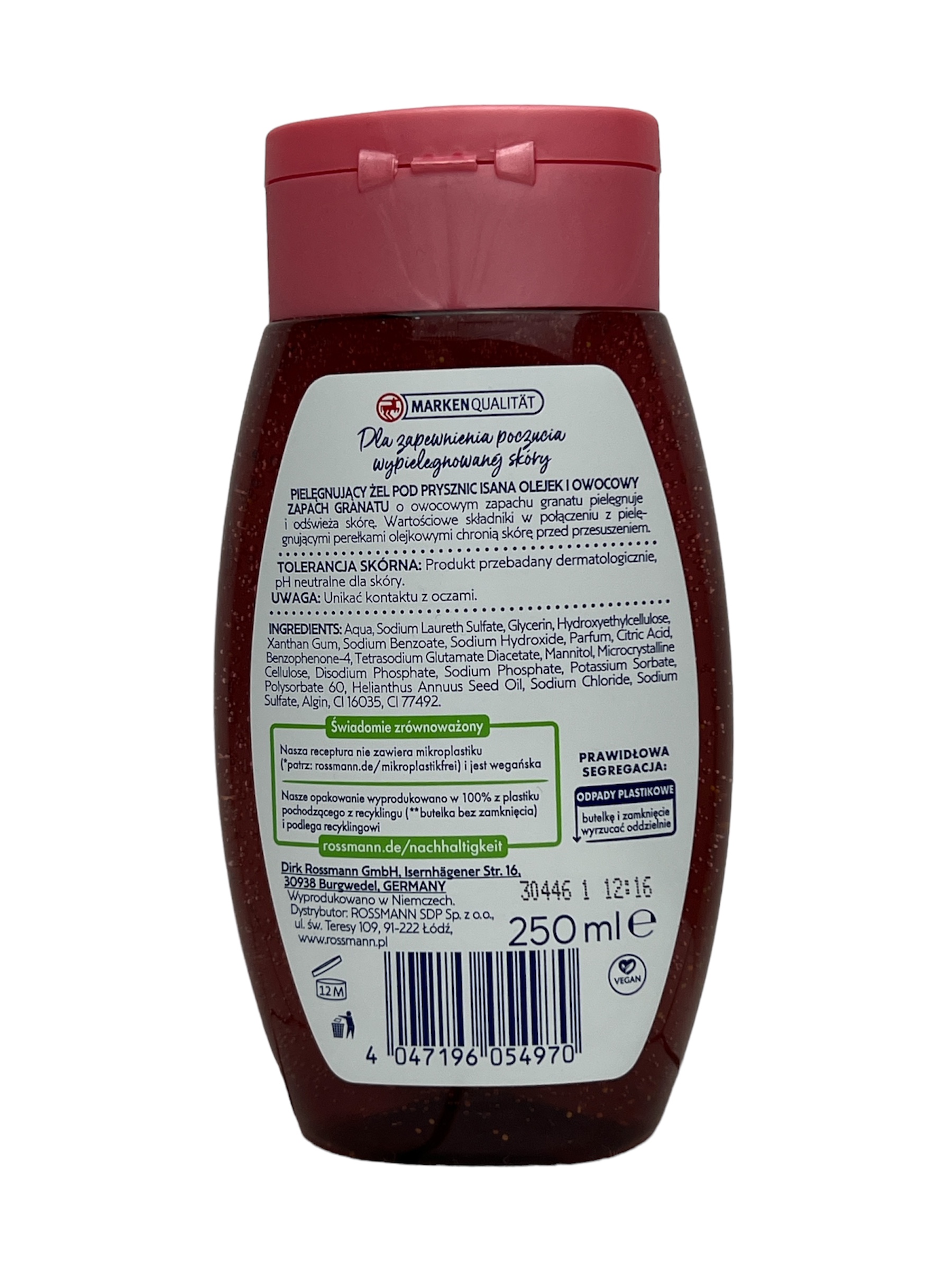 ISANA PIELĘGNUJĄCY ŻEL POD PRYSZNIC OLEJEK I OWOCOWY ZAPACH GRANATU 250 ML