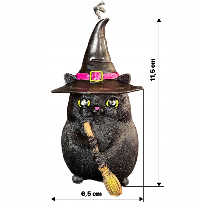 ŚWIECA RYTUALNA Z WOSKU PSZCZELEGO KOT Z MIOTŁĄ 1 SZT