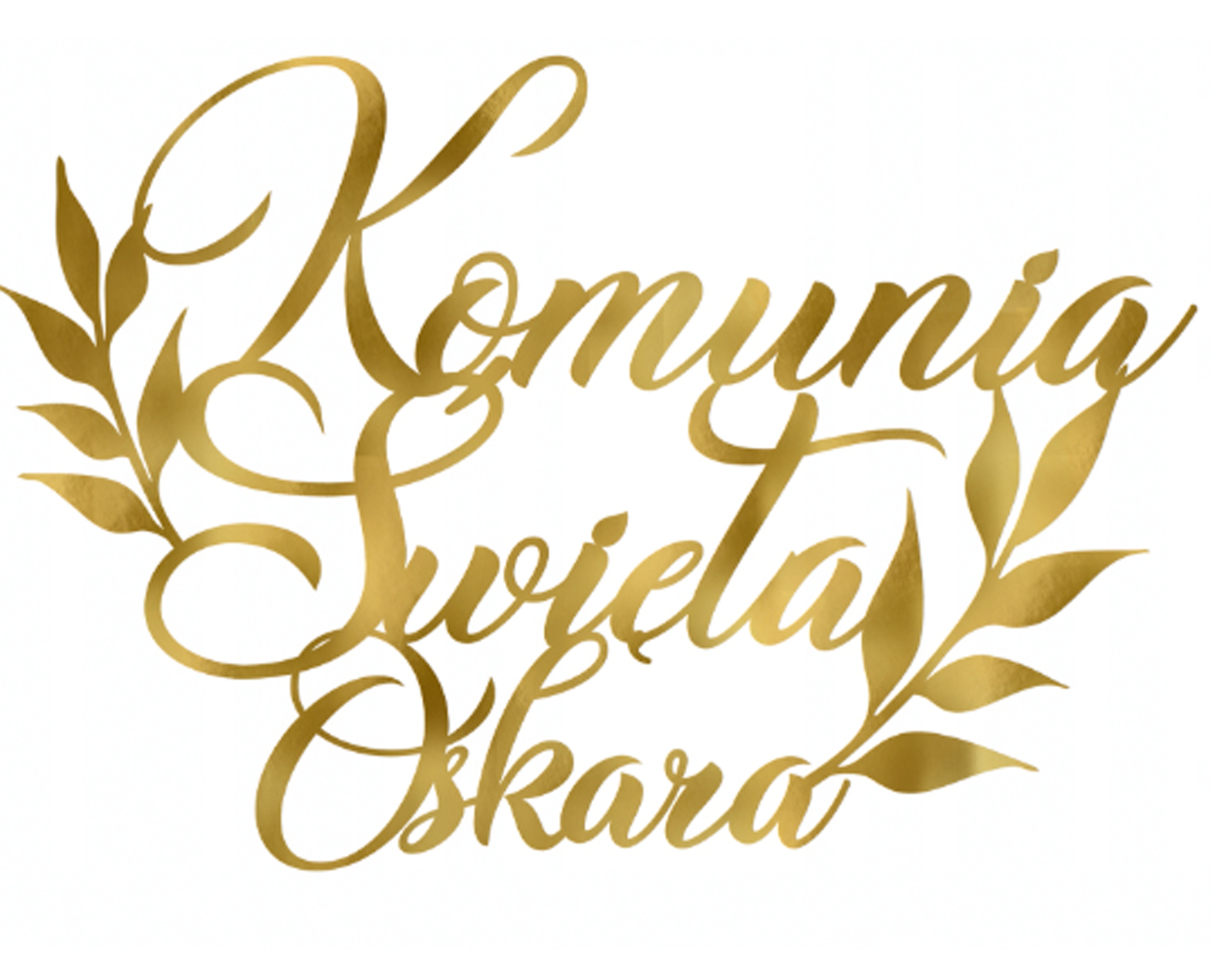 Wizualizacja topper "komunia święta" oraz imie dziecka