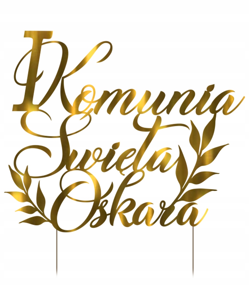 Wizualizacja toppera "komunia święta" oraz imie dziecka