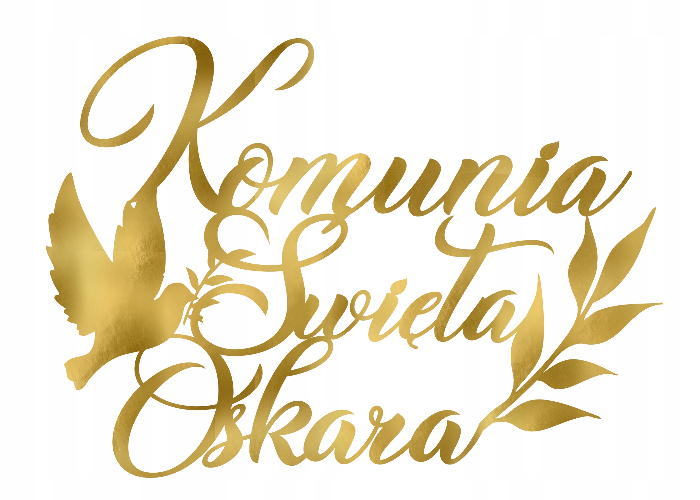 Wizualizacja toppera "komunia święta" oraz imie dziecka