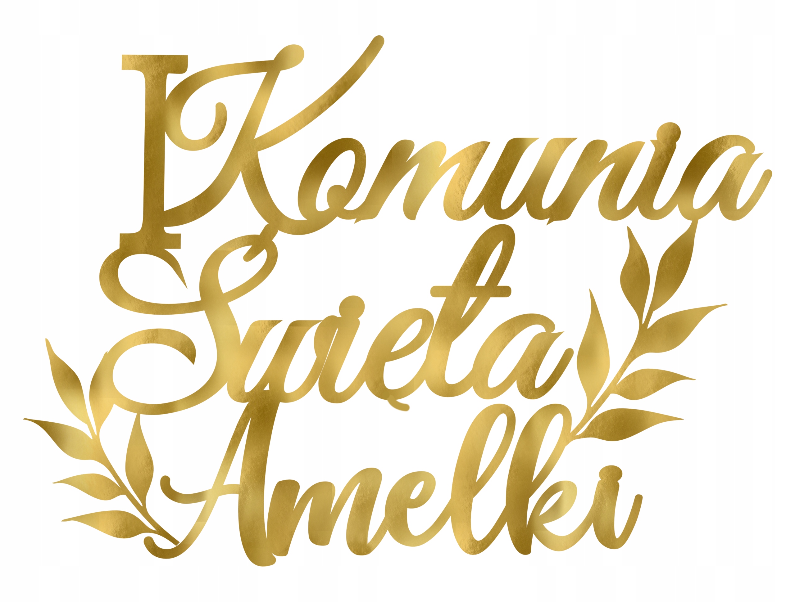 Wizualizacja toppera "komunia święta" oraz imie dziecka