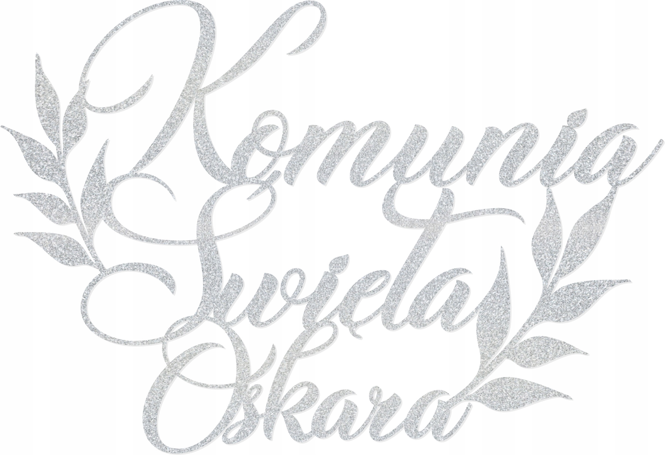 Wizualizacja złoty brokatowy topper komunijny