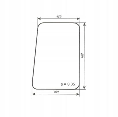 szyba drzwi górna do ciągnika C-330, C-360 Kunów stary nowy typ bezbarwna