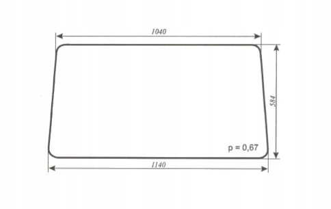 szyba tylna - tył do ciągnika C-330 kabina Osiny stary typ hartowana