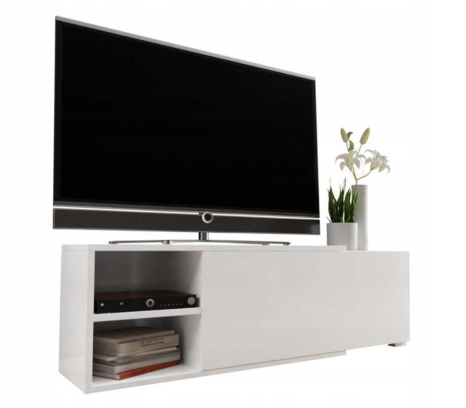 ROZSUWANA szafka rtv do salonu stojąca uniwersalna biała