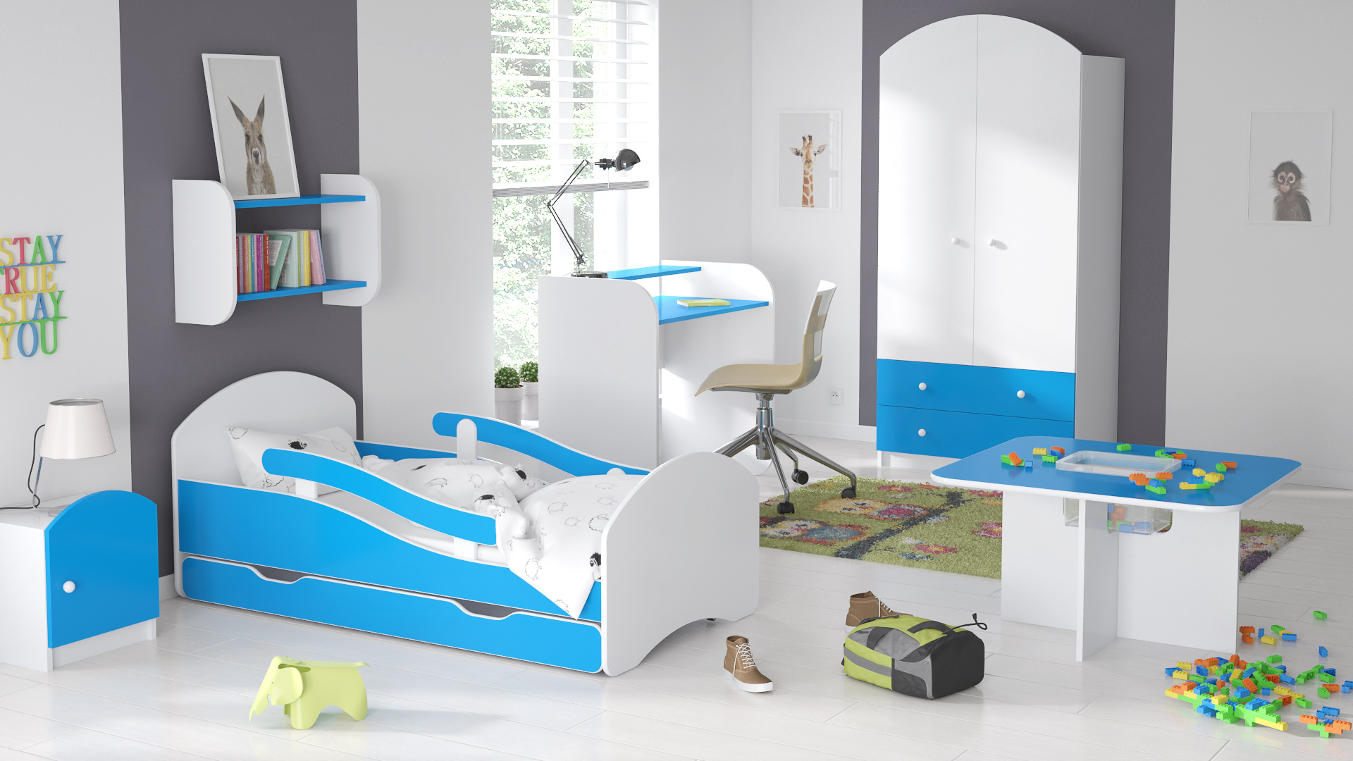 014 Półka 90 biało-niebieska