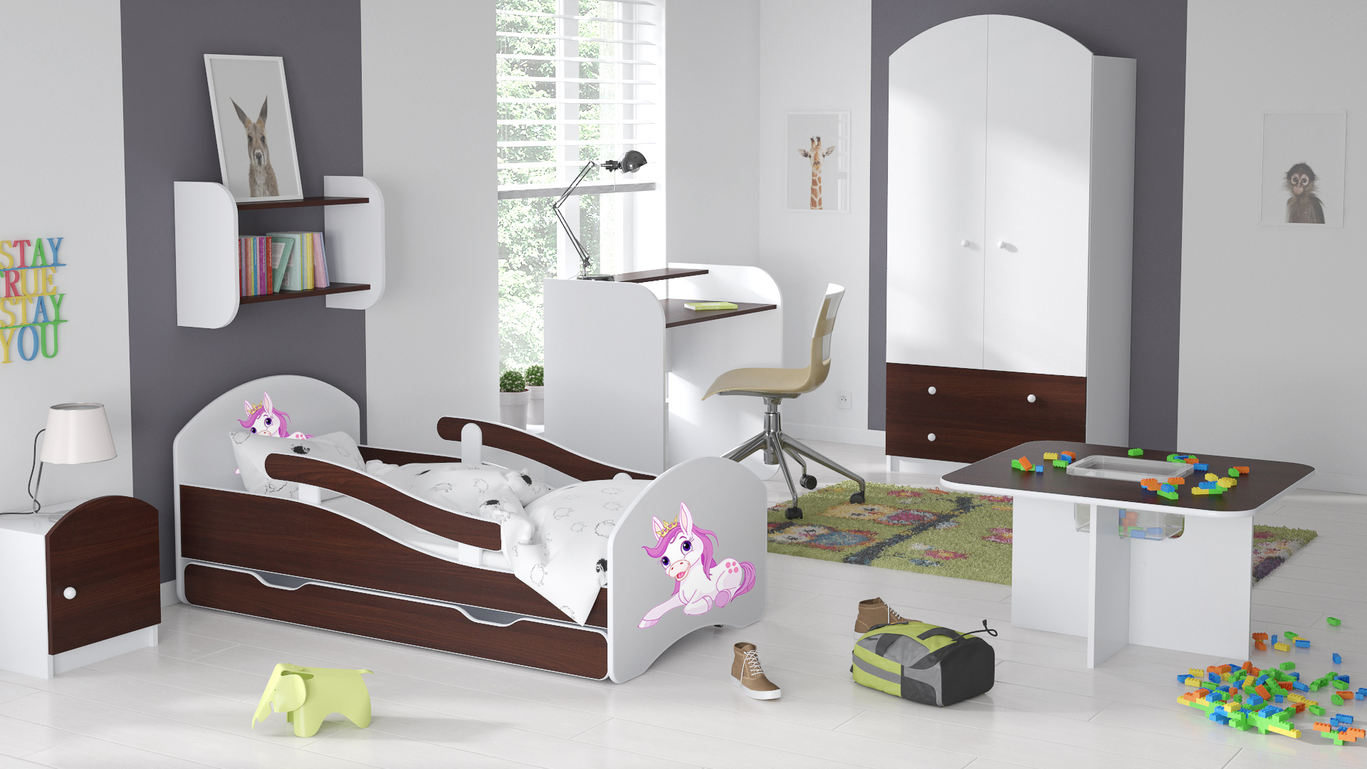 Łóżko dziecięce LEO 140x70 biało-wenge