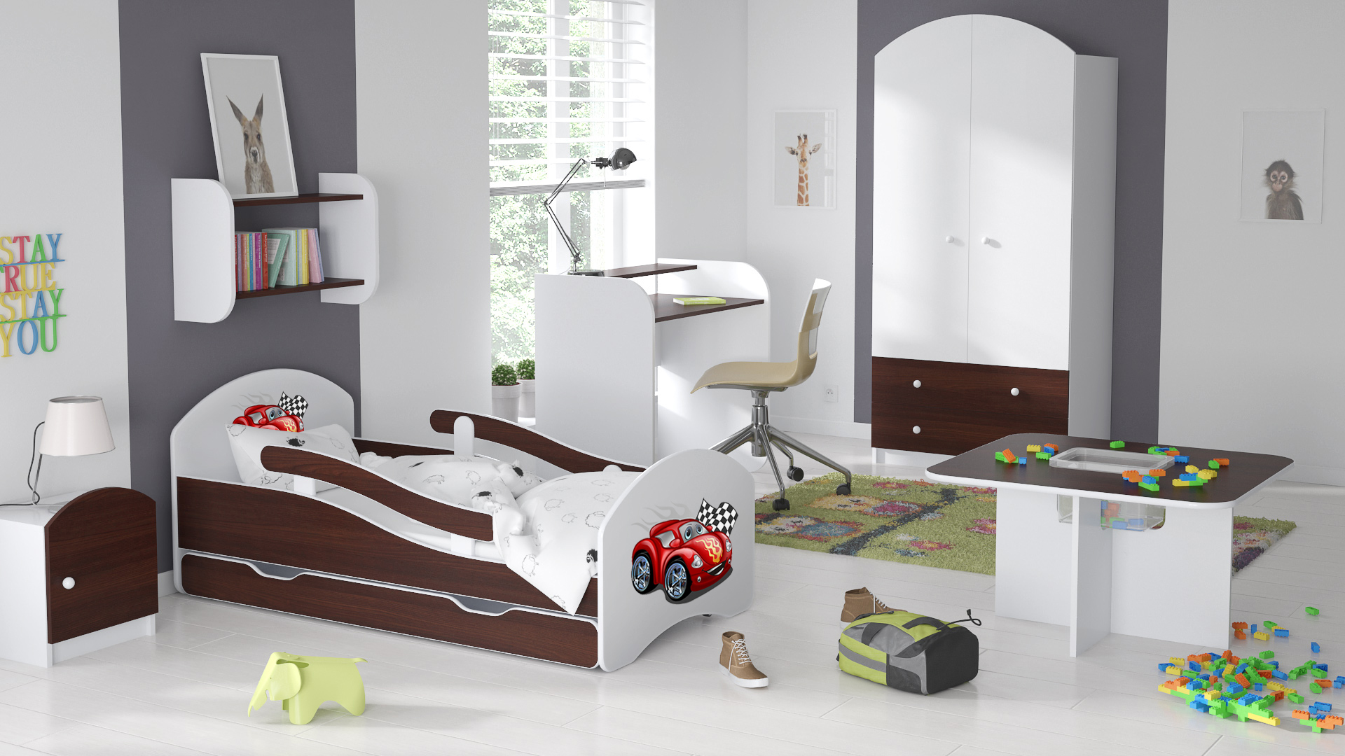 Łóżko dziecięce LEO 140x70 biało-wenge