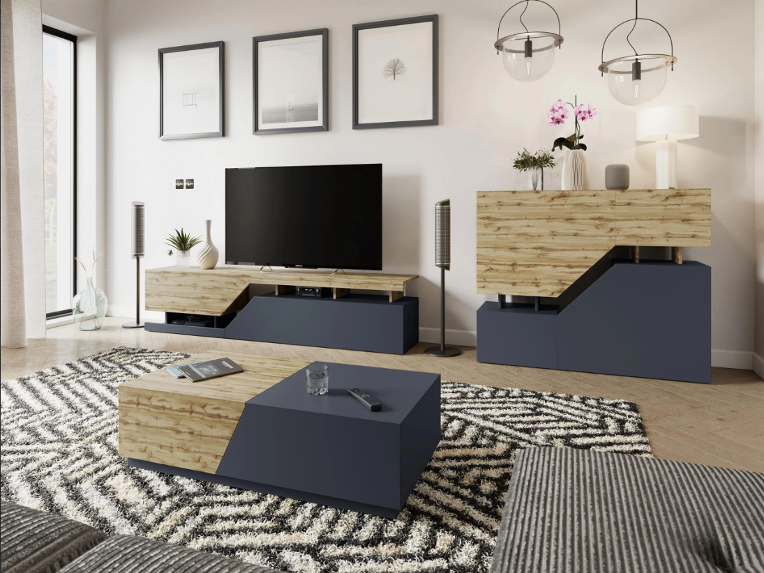 Komoda DOUBLE do salonu pokoju kaszmir dąb cremona