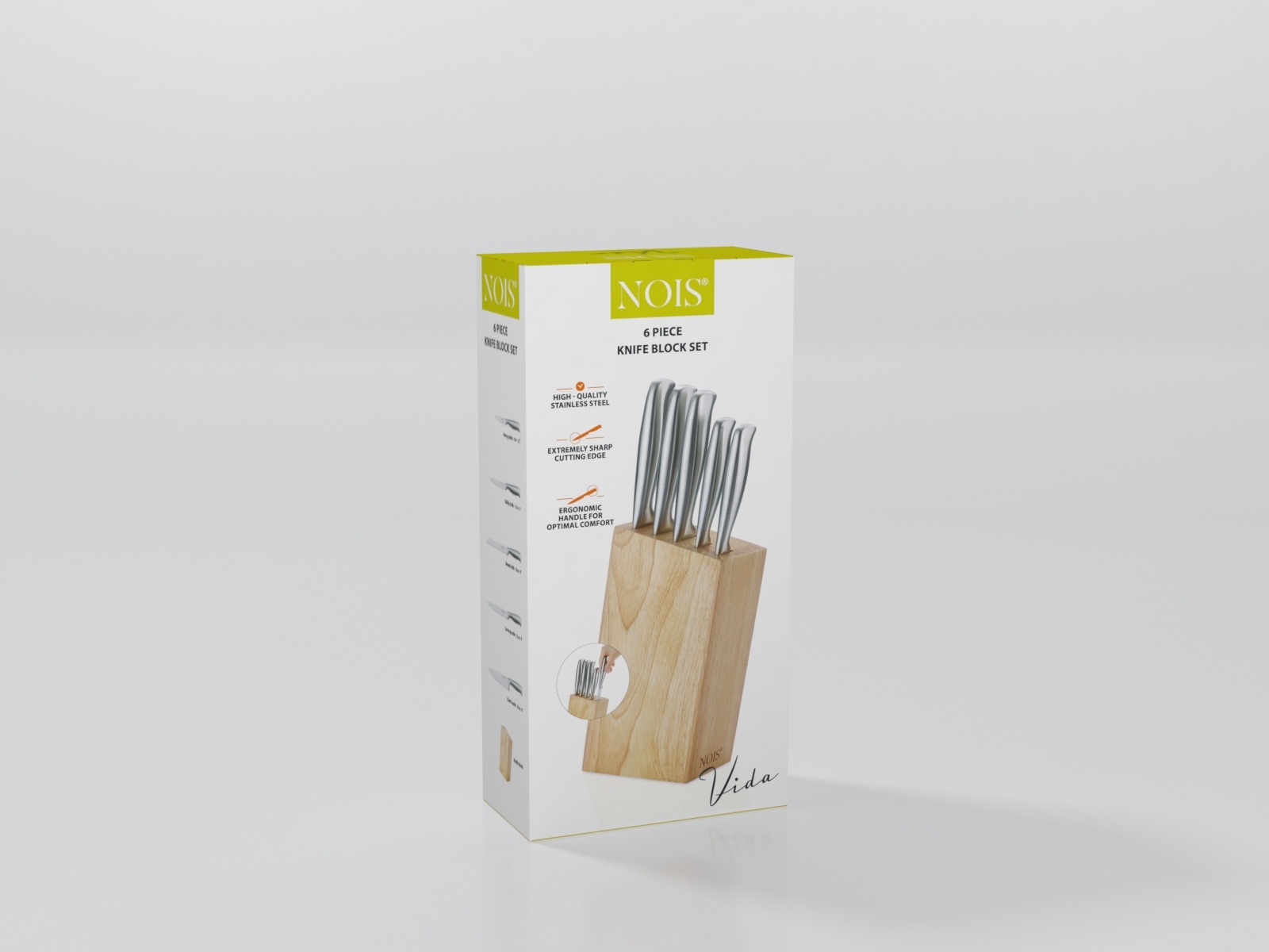Zestaw noży VIDA w bloku 6 elementów NOIS