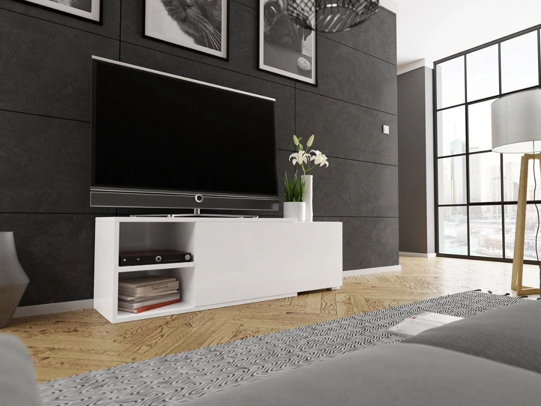 ROZSUWANA szafka rtv do salonu stojąca uniwersalna biała