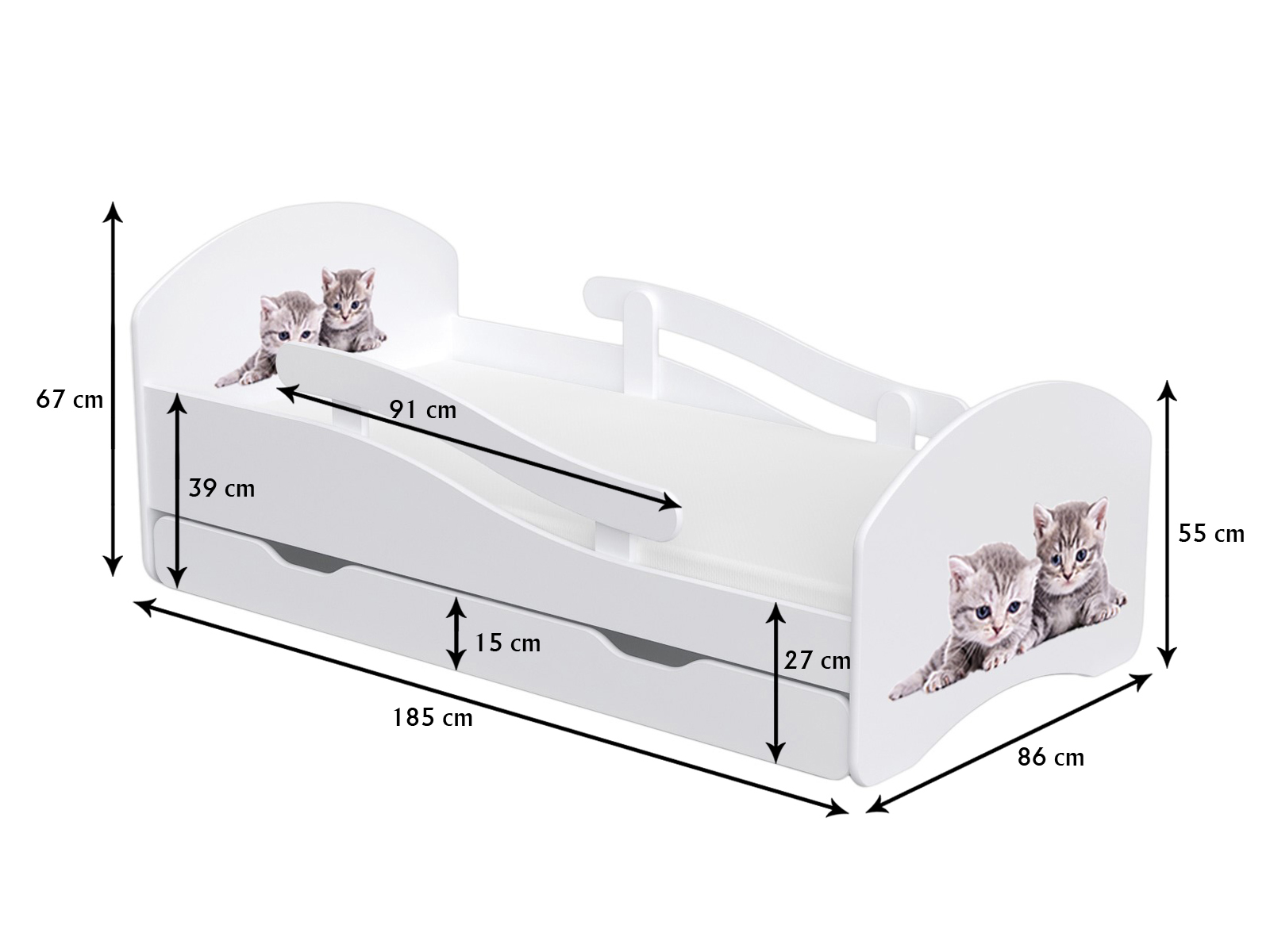 Łóżko dziecięce LEO 180x80 biało-wenge