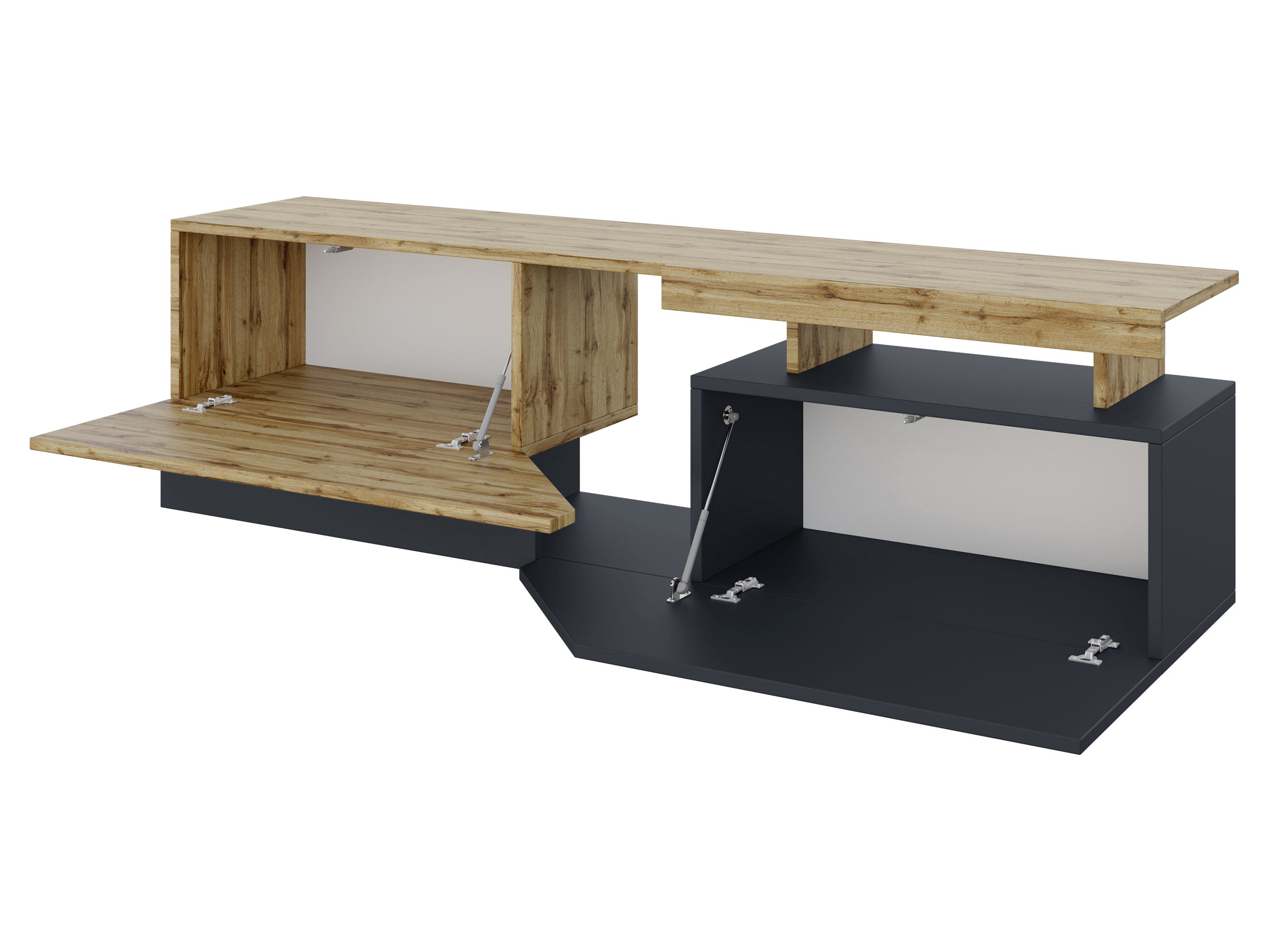 Szafka rtv do salonu pod telewizor DOUBLE 160 biały dąb wotan