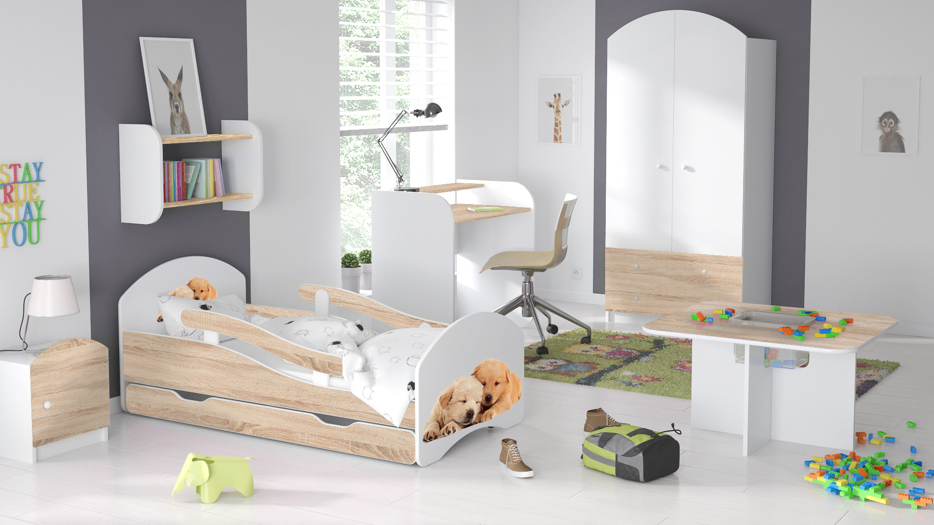 011 Stolik dziecięcy biało-sonoma