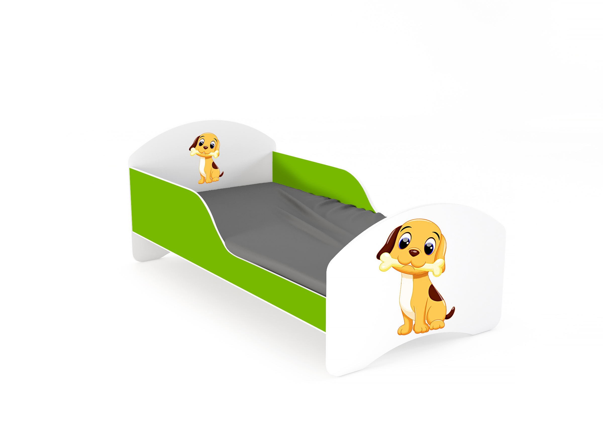 Łóżko dziecięce LEO2 140x70 biało-limonkowe