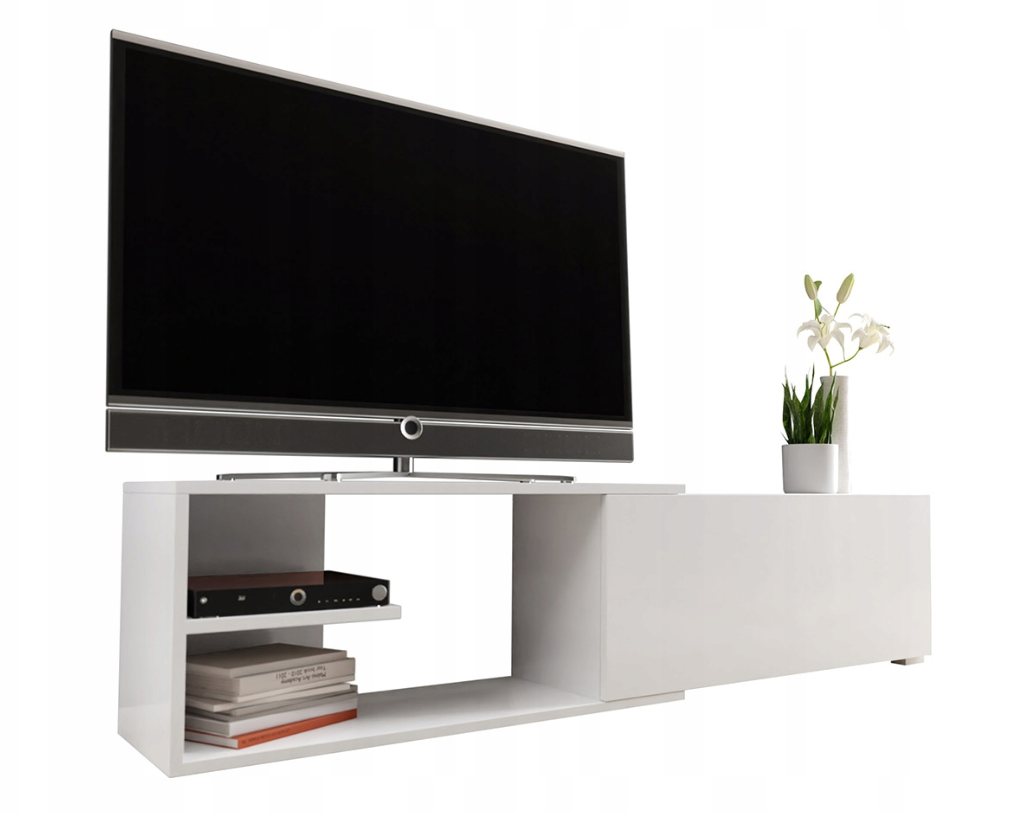 ROZSUWANA szafka rtv do salonu stojąca uniwersalna biała