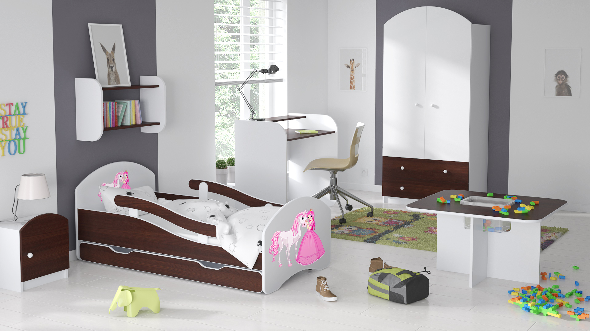 Łóżko dziecięce LEO 180x80 biało-wenge