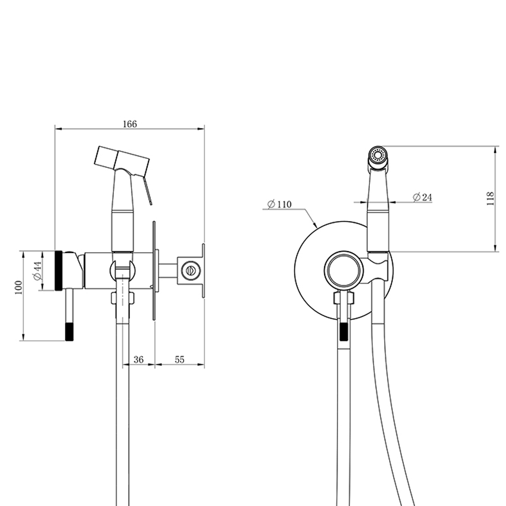 Bateria bidetowa podtynkowa WEZER NIO9-18 ze sluchawka typu bidetta